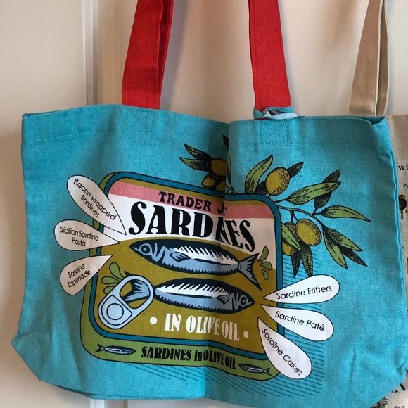 Trader Joe's Handbags - NWT Trader Joe's USA Cotton Canvas Tote - Blue/Red - MEASUREMENTS IN LISTING